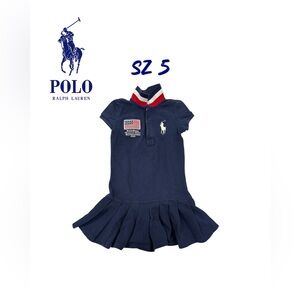 Ralph Lauren Polo Girls Dress – Size 5 navy blue USA flag
